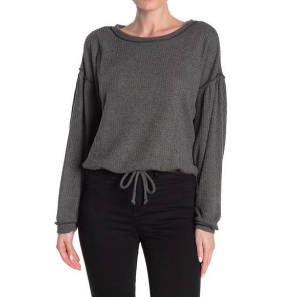 NWT Socialite Waffle Tie Front Waist Sweater L - Picture 1 of 5